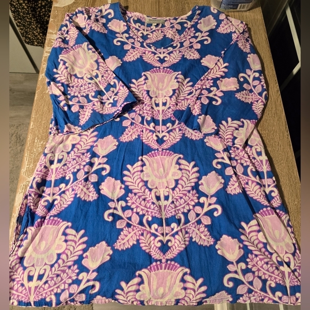 World Market Boho Print Half Sleeve Tunic Top Resortwear Women's S/M S or M - Picture 4 of 9